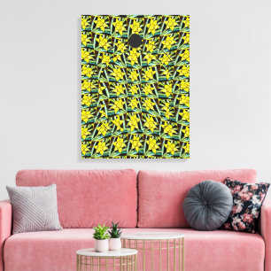 Yellow Valuable Flowers Pattern Canvas Print