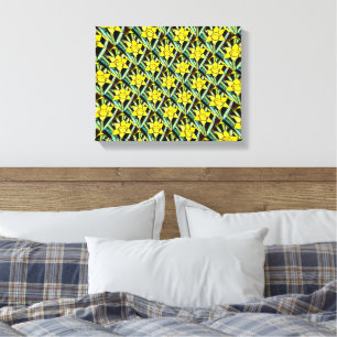 Yellow Valuable Flowers Pattern Canvas Print