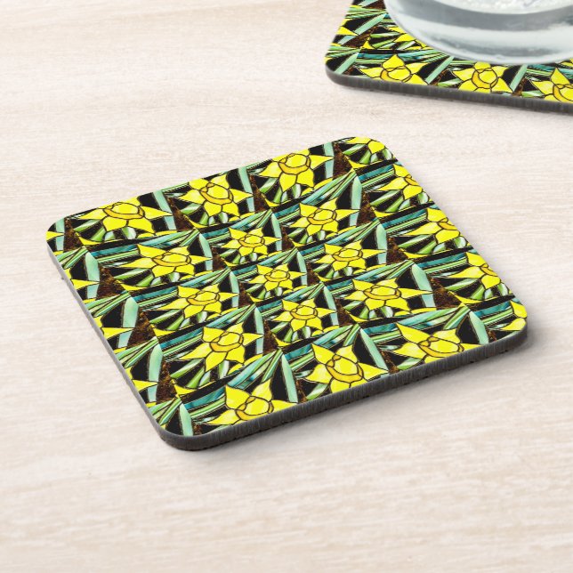 Yellow Valuable Flowers Pattern Coaster (Left Side)