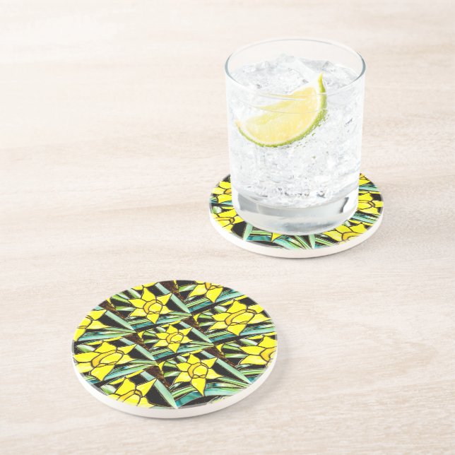 Yellow Valuable Flowers Pattern Coaster (Side)