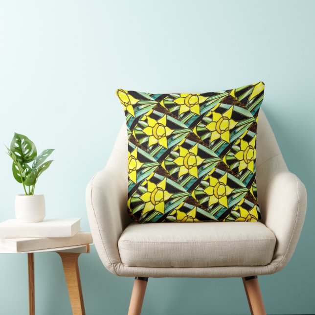 Yellow Valuable Flowers Pattern Cushion (Chair)