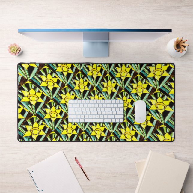 Yellow Valuable Flowers Pattern Desk Mat (Office 1)