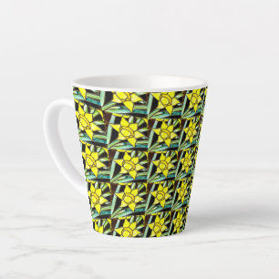 Yellow Valuable Flowers Pattern Latte Mug