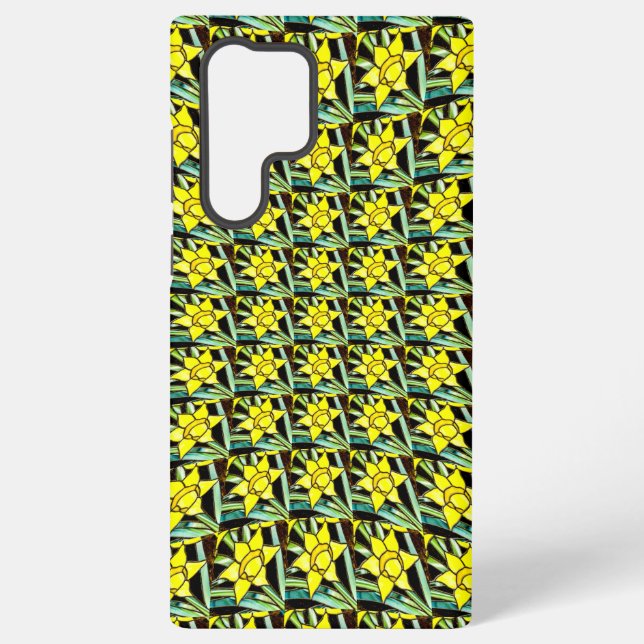 Yellow Valuable Flowers Pattern Samsung Galaxy S22 Ultra Case (Back)