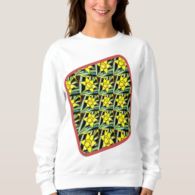 Yellow Valuable Flowers Pattern Sweatshirt (Front)