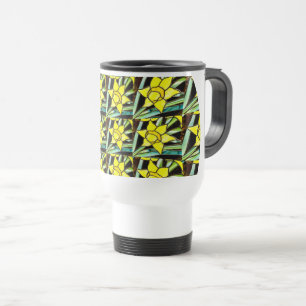 Yellow Valuable Flowers Pattern Travel Mug