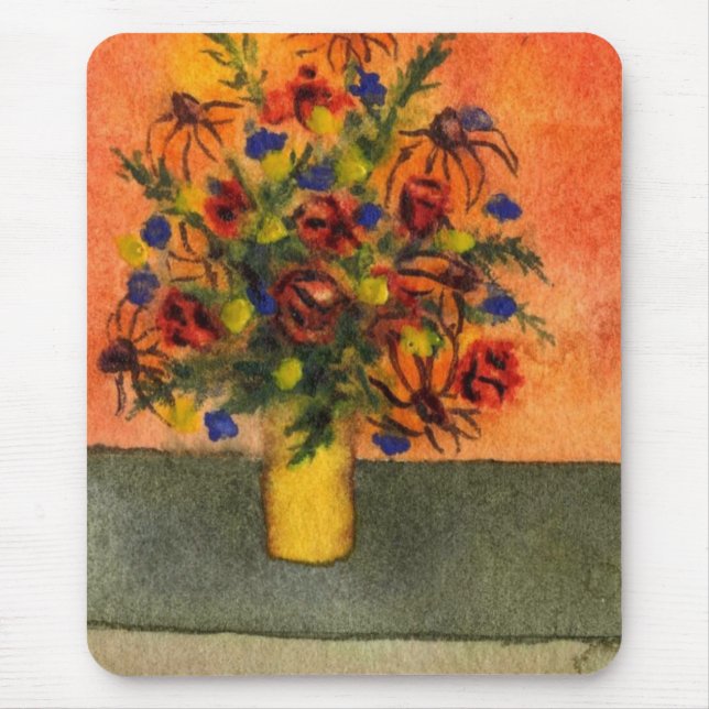 "Yellow Vase" Floral Mousepad (Front)