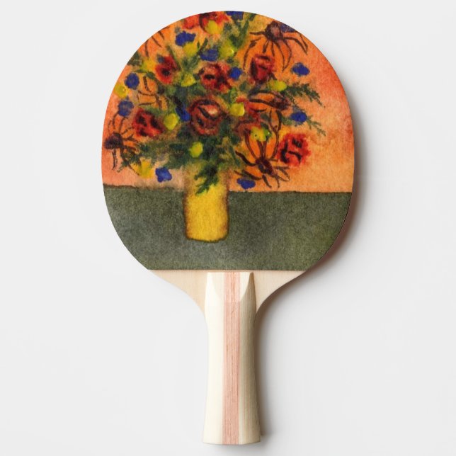 "Yellow Vase" Floral Ping Pong Paddle (Front)