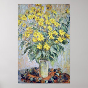 yellow Vase of Chrysanthemums, Claude Monet flower Poster