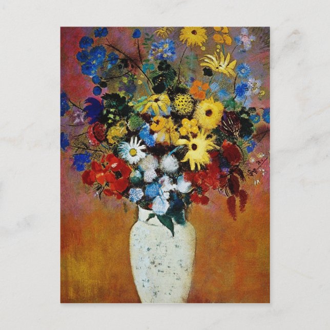 yellow Vase of Flowers, Odilon Redon flowers Postcard (Front)