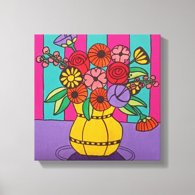 Yellow Vase Stretched Canvas Print (Front)
