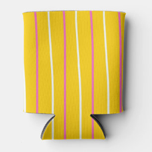 Yellow Vertical Stripe Pattern Can Cooler
