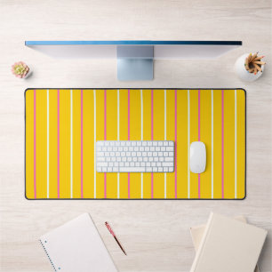 Yellow Vertical Stripe Pattern Desk Mat