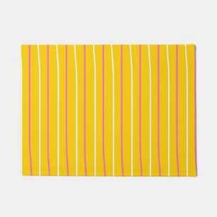 Yellow Vertical Stripe Pattern Doormat