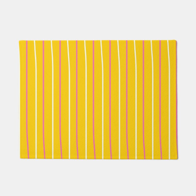 Yellow Vertical Stripe Pattern Doormat (Front)