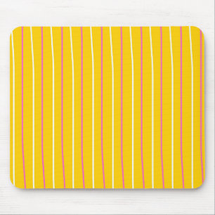 Yellow Vertical Stripe Pattern Mouse Mat