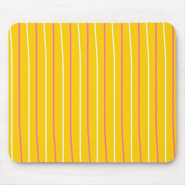 Yellow Vertical Stripe Pattern Mouse Mat (Front)