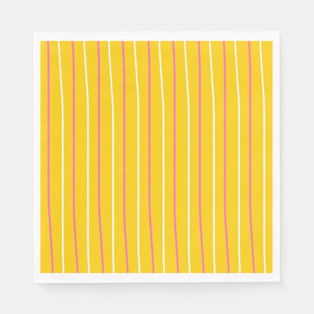 Yellow Vertical Stripe Pattern Napkin (Front)