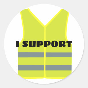 Yellow vest support design classic round sticker