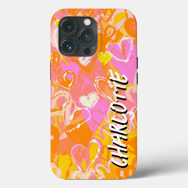 Yellow Vibrant Citrus Burst: Graffiti Hearts Case-Mate iPhone Case (Back)
