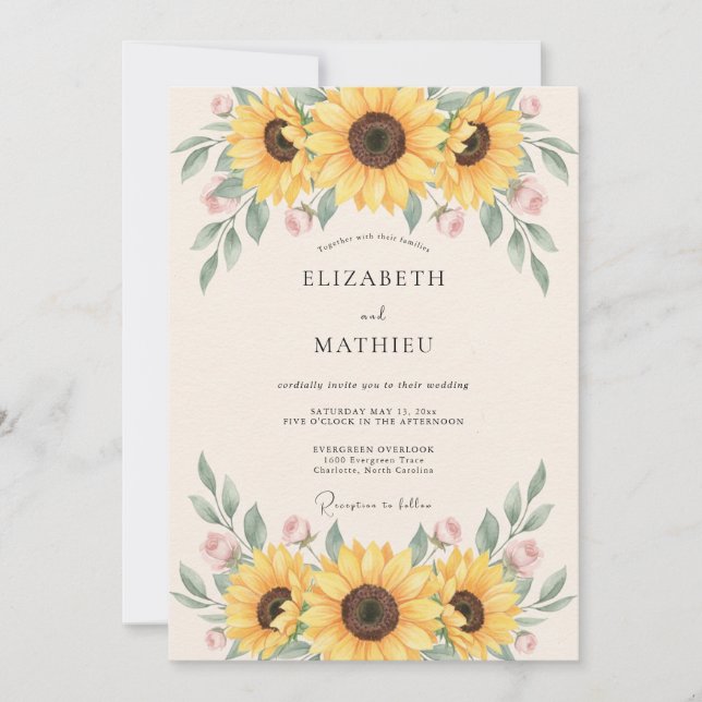 Yellow Vibrant Rustic Wedding Invitation (Front)