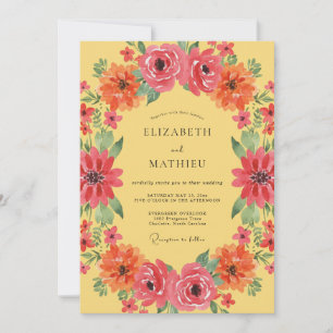 Yellow Vibrant Summer Botanical Wedding Invitation