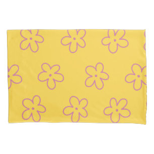 Yellow Vibrant Y2K Wildflower Bold Retro Spring Pillowcase