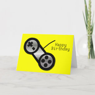 Yellow Vidoe Gaming Birthday Card