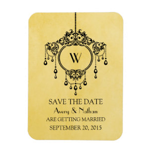 Yellow Vintage Chandelier Save the Date Magnet