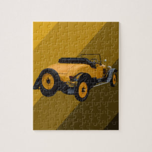 Yellow Vintage Convertible Car, Jigsaw Puzzle