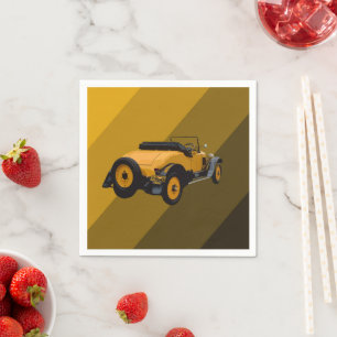 Yellow Vintage Convertible Car, Paper Napkins