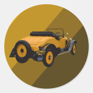 Yellow Vintage Convertible Car, Stickers