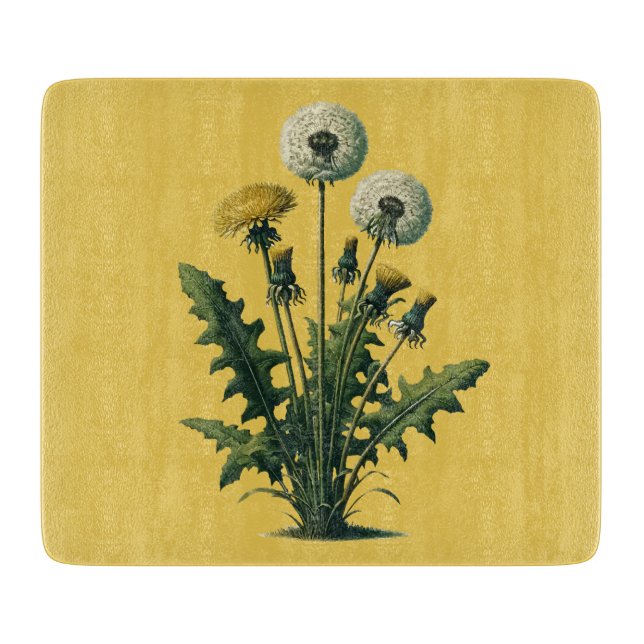 Yellow Vintage Dandelion Flowers  Cutting Board (Front)