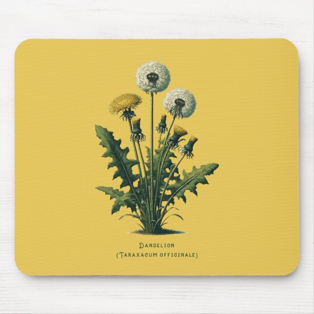 Yellow Vintage Dandelion Flowers  Mouse Mat (Front)