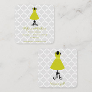 Yellow Vintage Dress Seamstress and Alterations Square Business Card