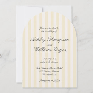 Yellow Vintage Elegant Striped Wedding Invitation