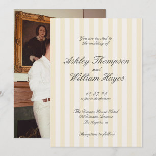 Yellow Vintage Elegant Striped Wedding Invitation