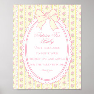 Yellow Vintage Fancy Floral Advice for Baby Shower Poster