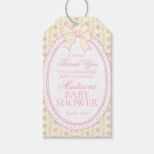 Yellow Vintage Fancy Floral Baby Shower Favors Gift Tags