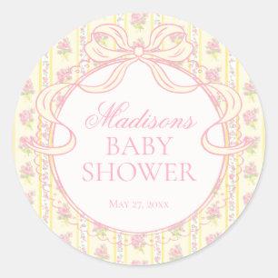 Yellow Vintage Fancy Floral Baby Shower Seal