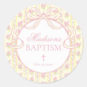 Yellow Vintage Fancy Floral Baptism Envelope Seal
