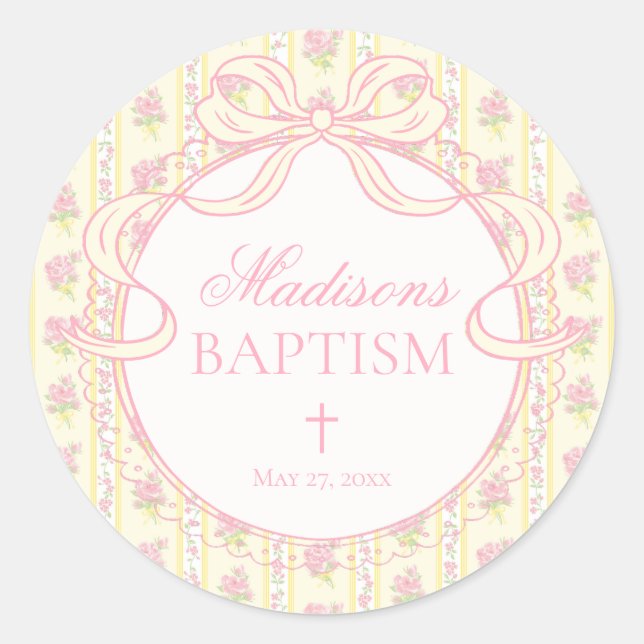 Yellow Vintage Fancy Floral Baptism Envelope Seal (Front)