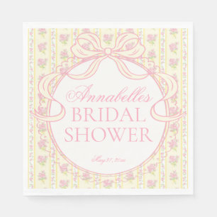 Yellow Vintage Fancy Floral Bridal Shower Dessert Napkin