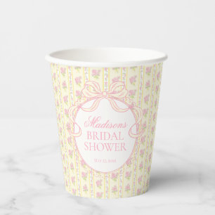 Yellow Vintage Fancy Floral Bridal Shower Paper Cups