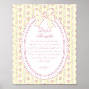 Yellow Vintage Fancy Floral Diaper Thoughts Baby Poster