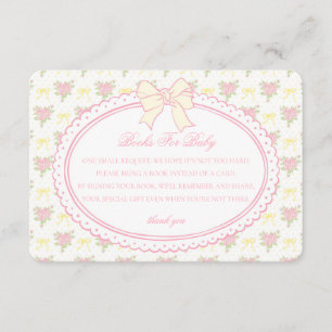 Yellow Vintage Floral Books for Baby Invite Insert