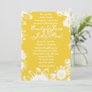 Yellow Vintage Flower Weddings Invitation