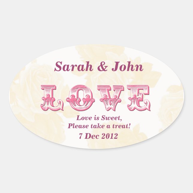 Yellow Vintage Rose Candy Buffet Sticker (Front)