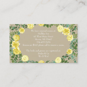 Yellow Vintage Rose Elegant Wedding Enclosure Card