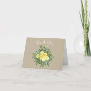 Yellow Vintage Rose Elegant Wedding Thank You Card